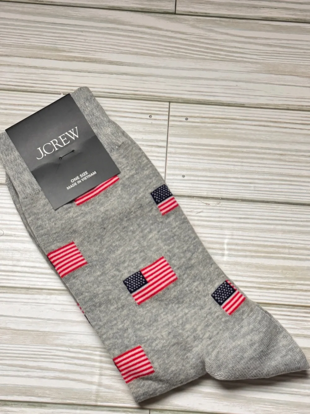 J.Crew Crew Style Gray American Flag Pattern Socks New With Tag